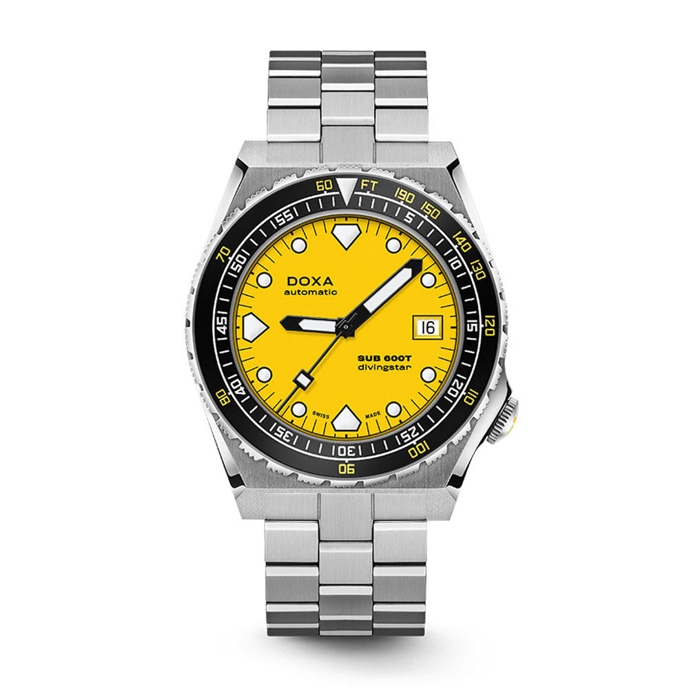 Doxa Men's Silver Tone Case Yellow Dial Automatic Watch