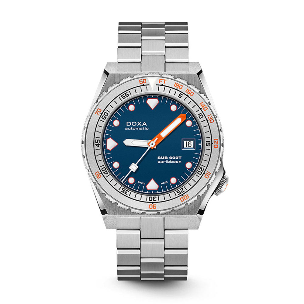 Doxa Men's Silver Tone Case Blue Dial Automatic Watch