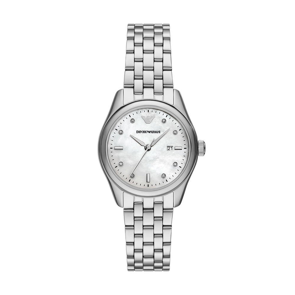 Emporio Armani Three-Hand Date Stainless Steel Watch