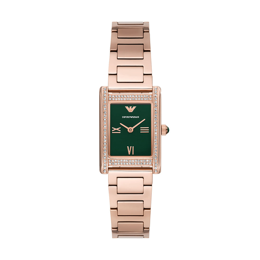 Emporio Armani Two-Hand Rose Gold-Tone Stainless Steel Watch