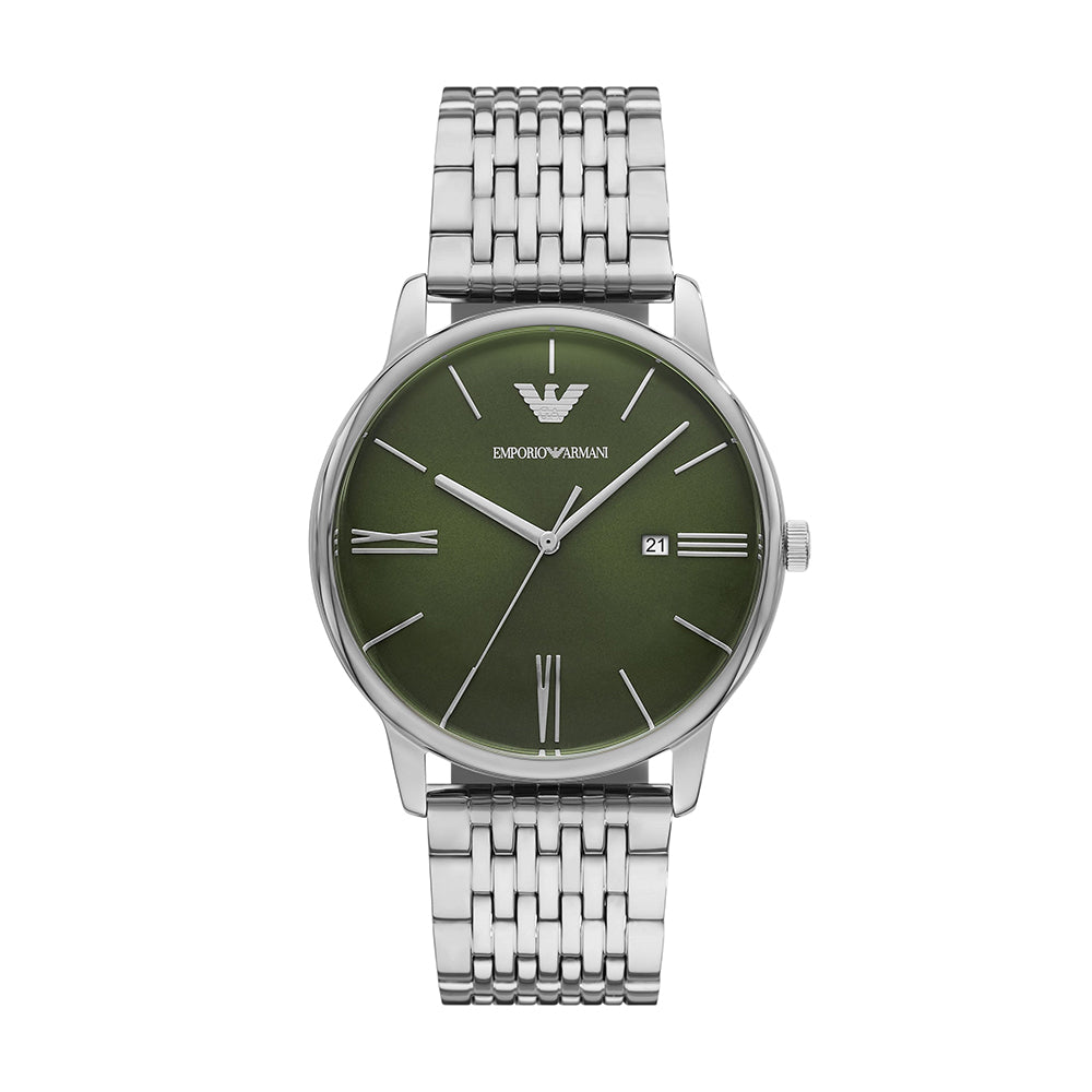 Emporio Armani Three-Hand Date Stainless Steel Watch