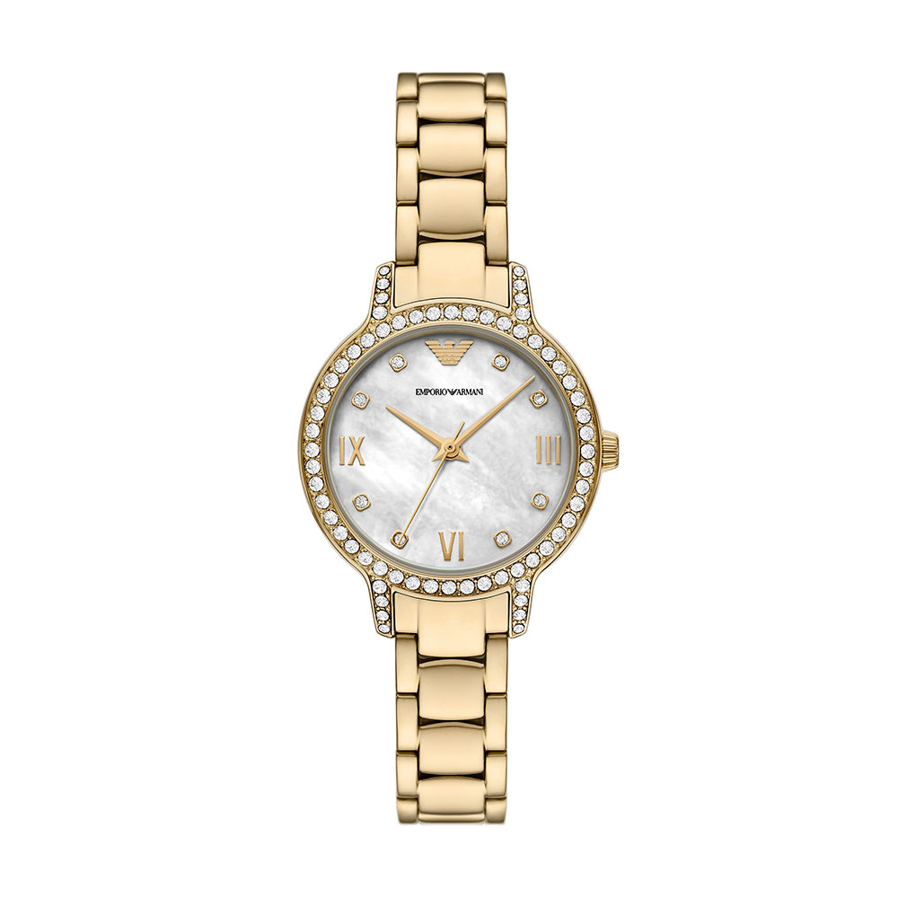 Emporio Armani Three-Hand Gold-Tone Stainless Steel Watch