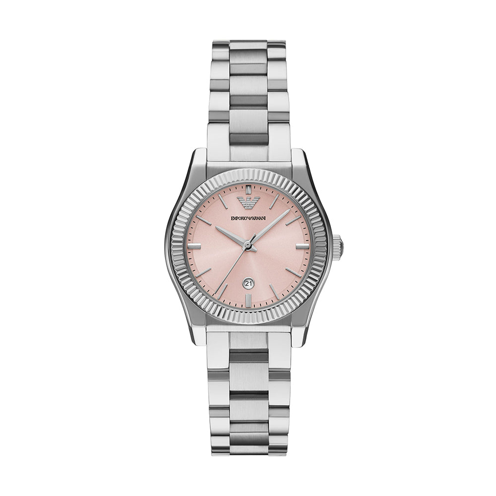 Emporio Armani Three-Hand Date Stainless Steel Watch