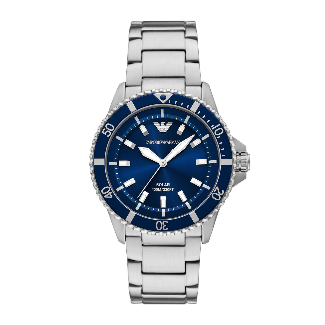 Emporio Armani Men's World Explorer Solar-Powered Three-Hand Stainless Steel Watch