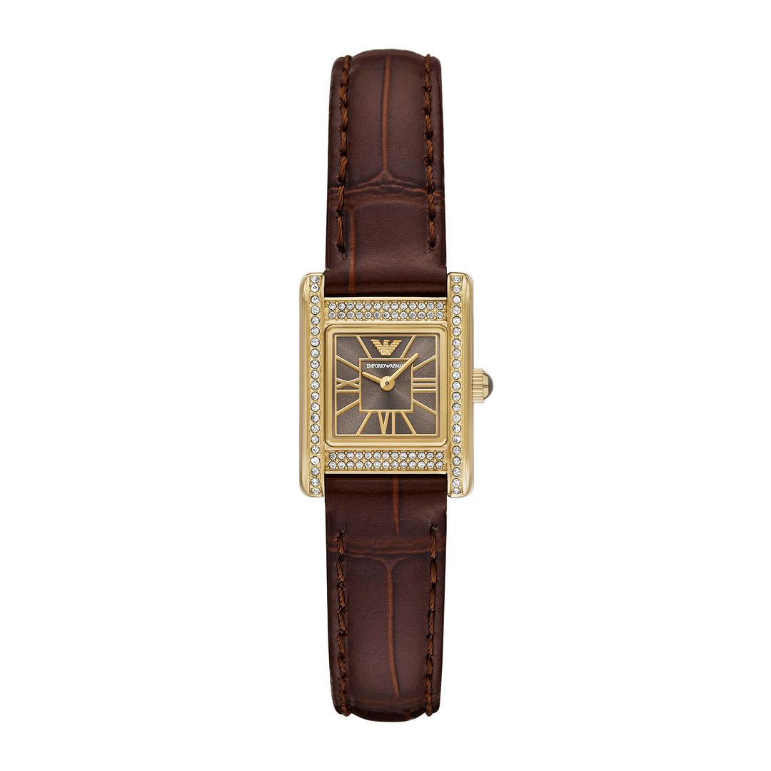 Emporio Armani Women's Two-Hand Brown Leather Watch