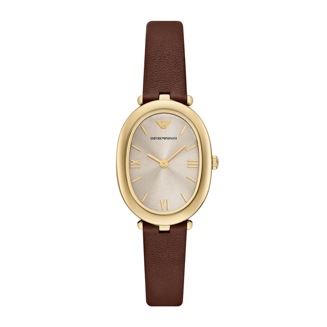 Emporio Armani Women's Two-Hand Brown Leather Watch