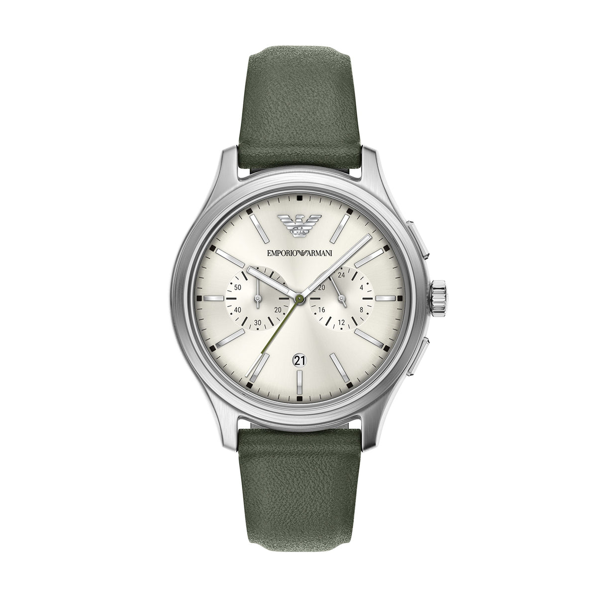 Emporio Armani Men's Chronograph Green Leather Watch