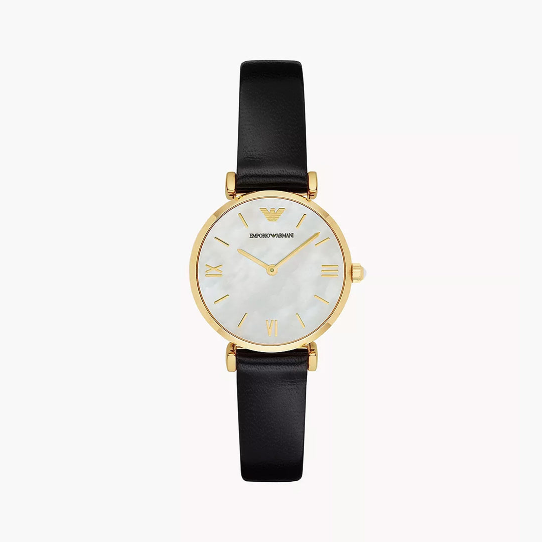 Emporio Armani Gianni T-Bar Women's Black Leather Watch