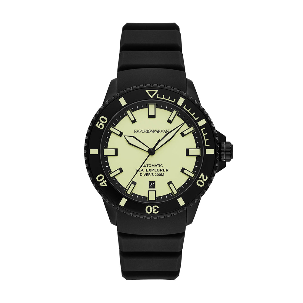 Emporio Armani Sea Explorer Automatic Black Silicone Watch