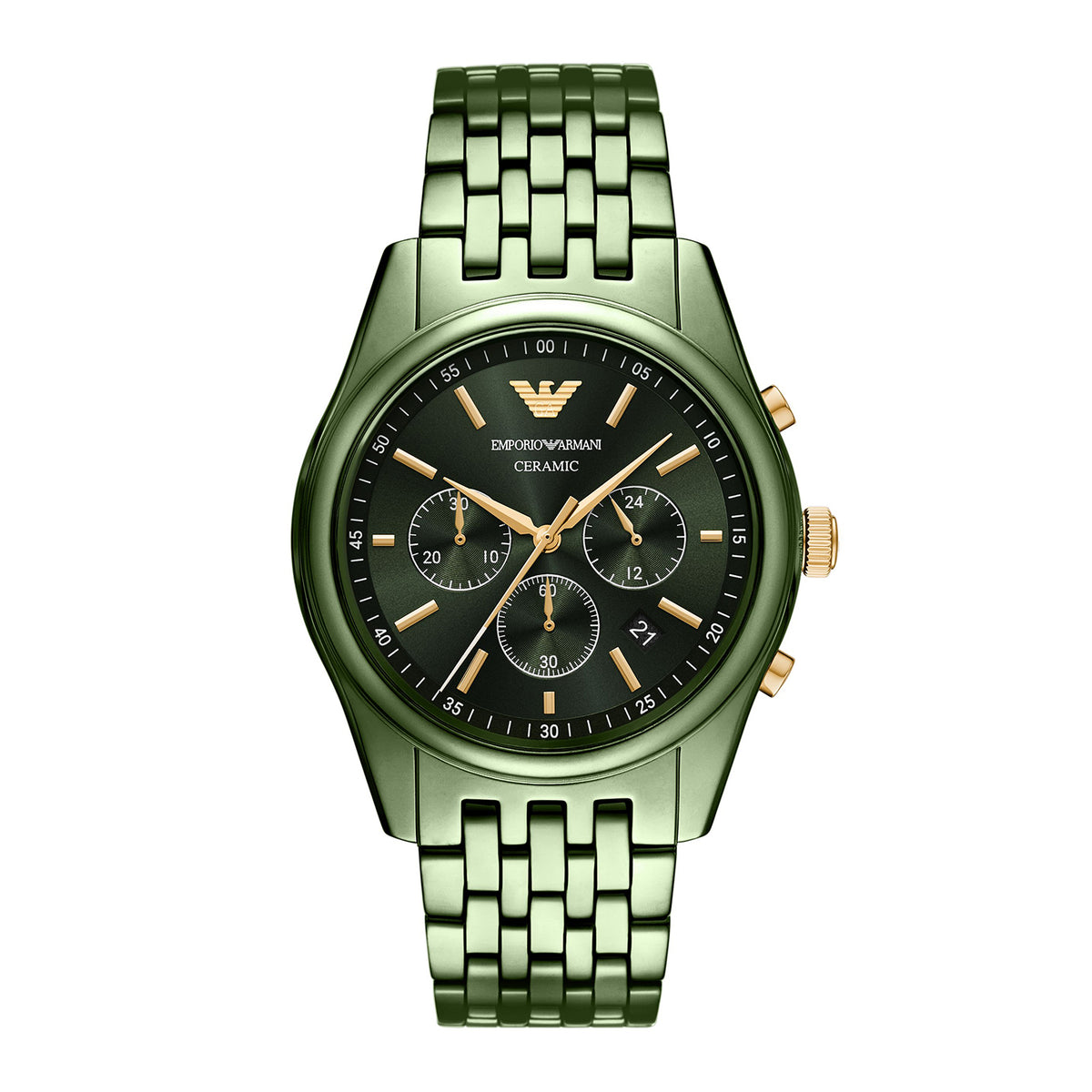 Emporio Armani Men's Chronograph Green Ceramic Watch
