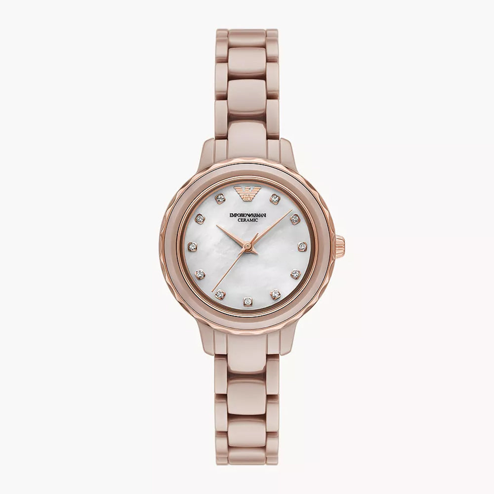 Emporio Armani Women's Three-Hand Nude Ceramic Watch