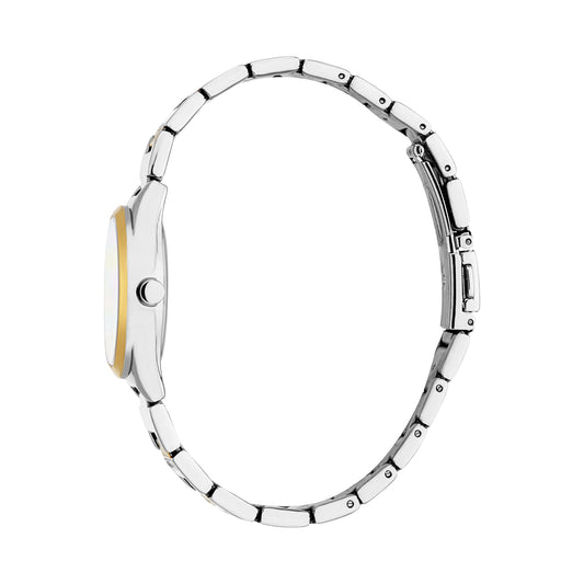 ESPRIT Women Watch, Two Tone Silver & Gold Color Case, White MOP Dial, Two Tone Silver & Gold Color Metal Bracelet, 3 Hands, 3 ATM