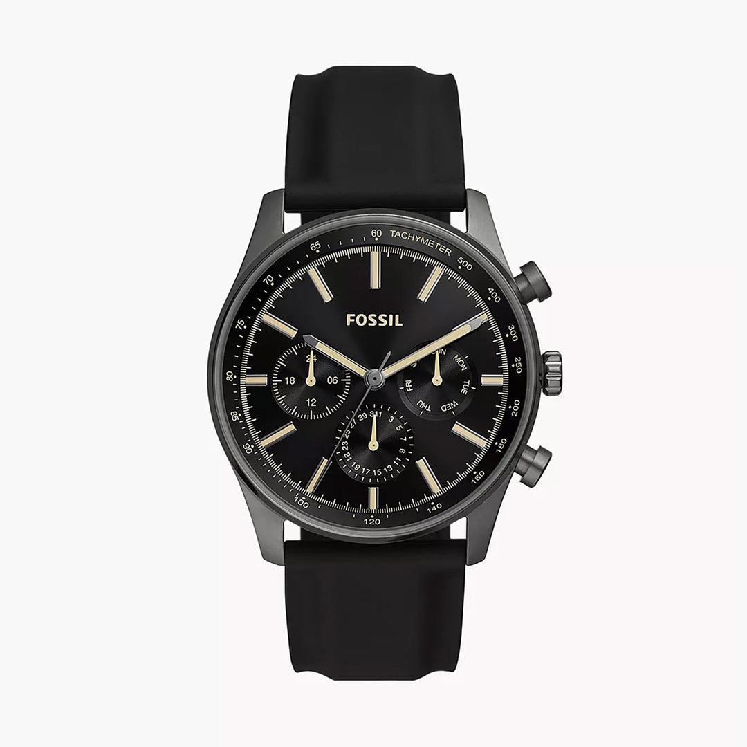 Fossil Sullivan Men's Black Silicone Watch