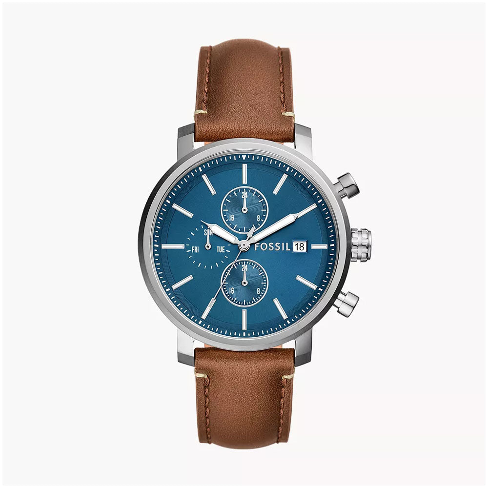 Fossil Rhett Multifunction Brown LiteHide™ Leather Watch