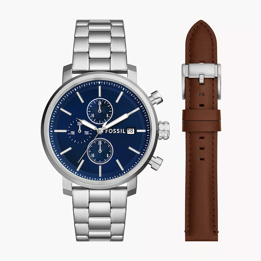 Fossil Rhett Multifunction Stainless Steel Watch and Strap Set