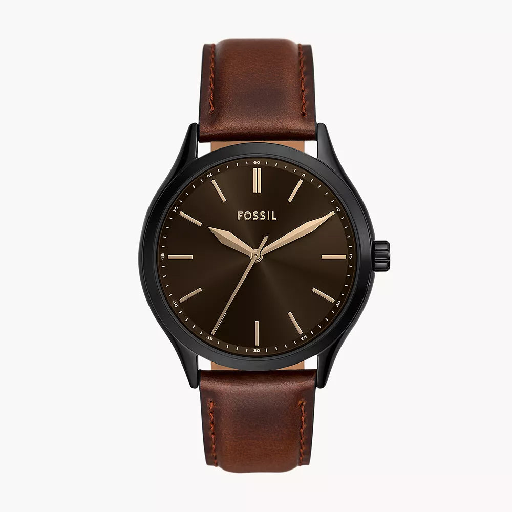 Fossil Fenmore Three-Hand Brown Leather Watch
