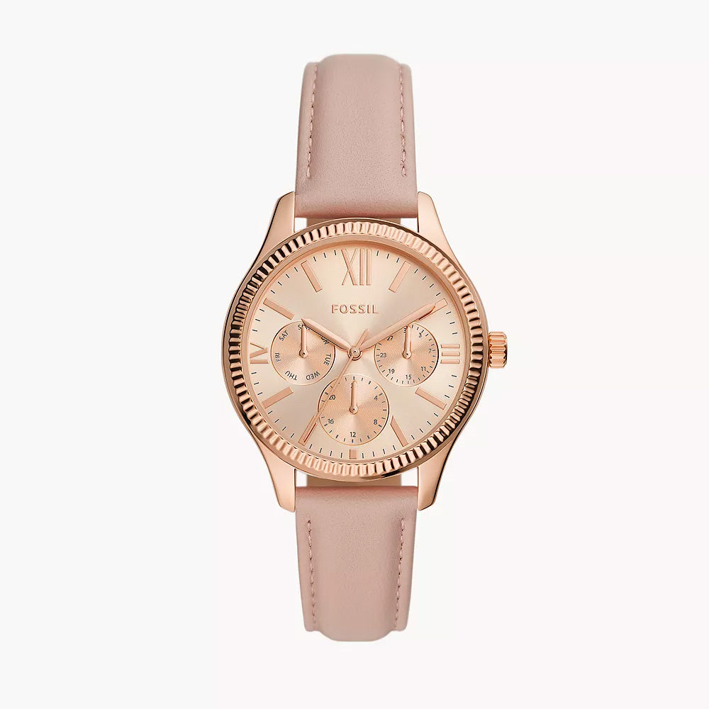 Fossil Rye Rose Gold Leather Women's Watch