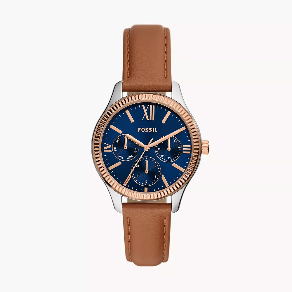 Fossil Rye Silver Leather Women's Watch