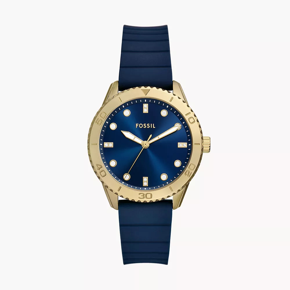 Fossil Dayle Three-Hand Navy Silicone Watch