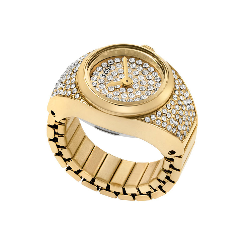 Fossil Watch Ring Two-Hand Gold-Tone Stainless Steel