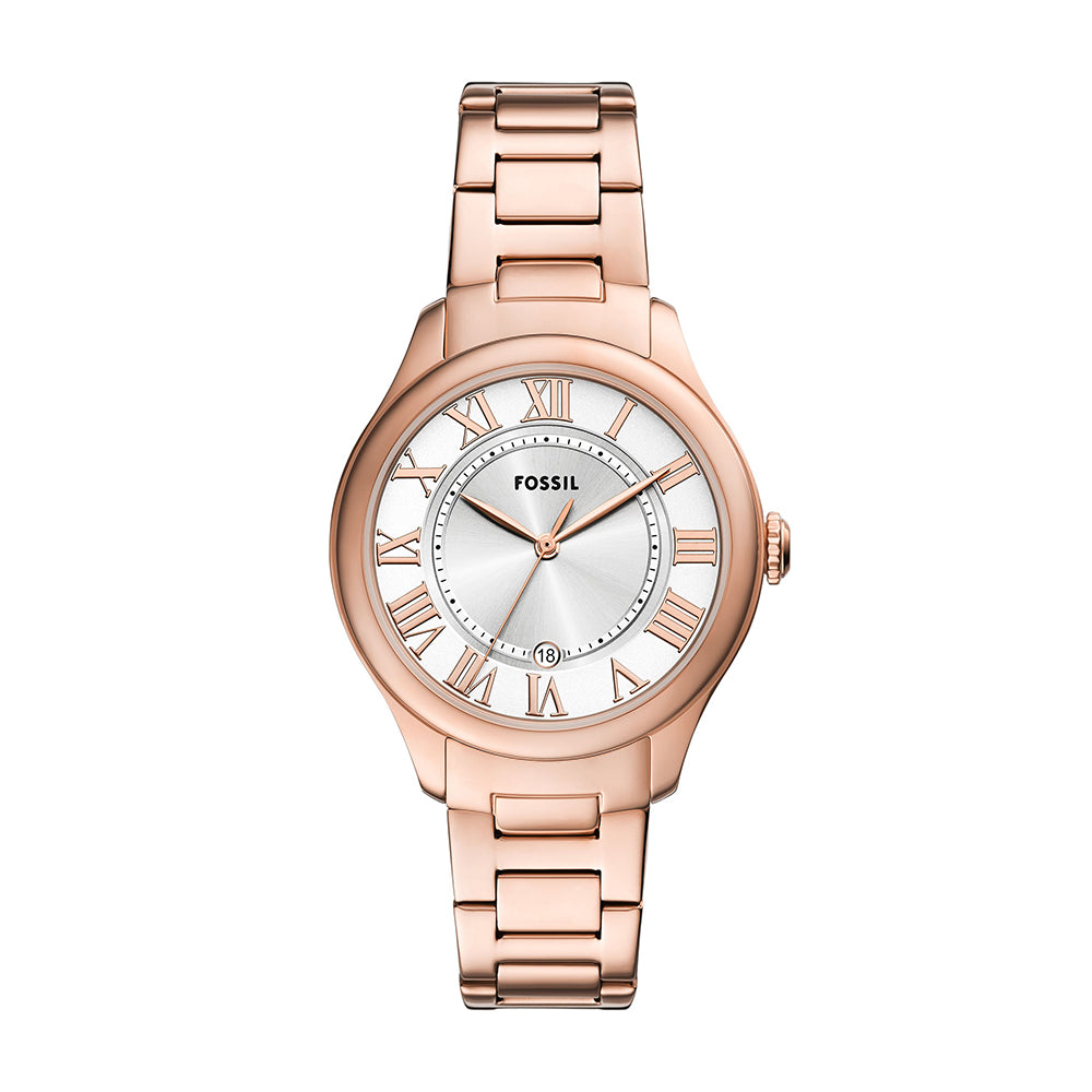 Fossil Gilmore Three-Hand Date Rose Gold-Tone Stainless Steel Watch