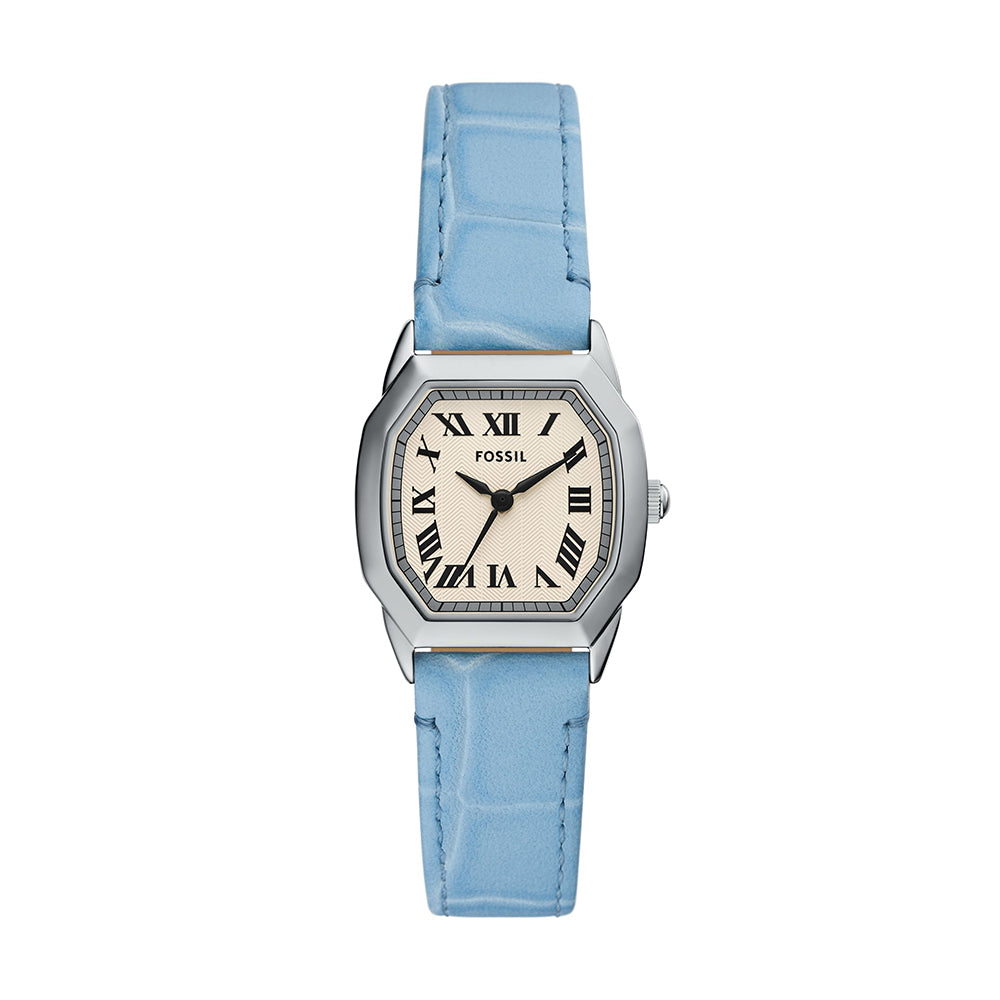 Fossil Harlow Three-Hand Light Blue Leather Watch