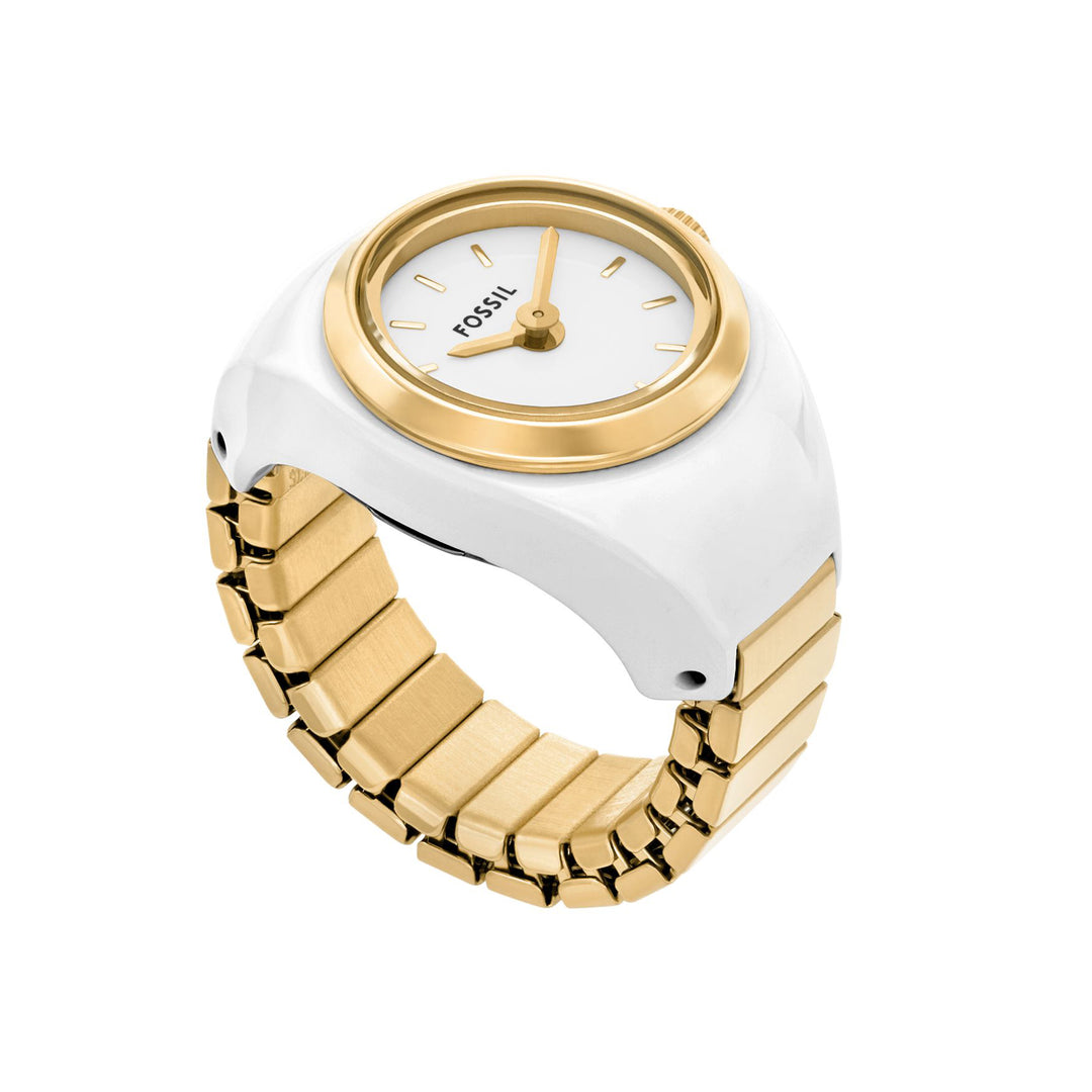 Fossil Watch Ring Two-Hand Gold-Tone Stainless Steel