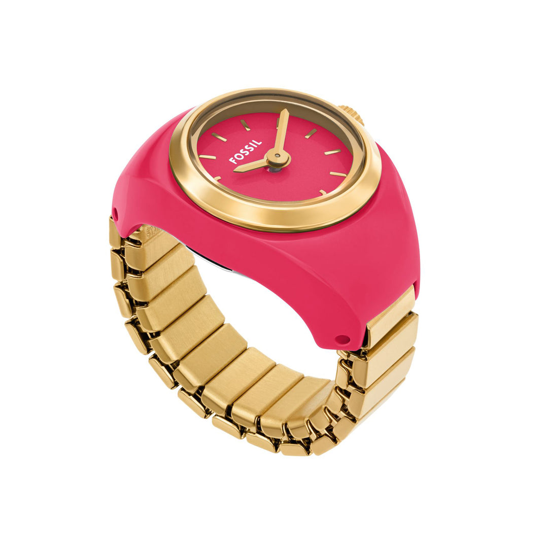 Fossil Watch Ring Two-Hand Pink Stainless Steel