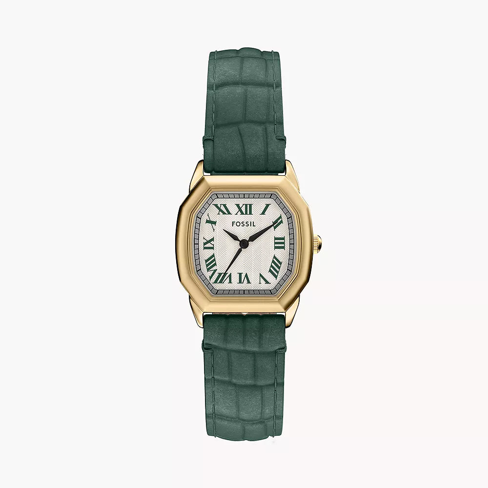 Fossil Women's Harlow Three-Hand Green Croco Leather Watch