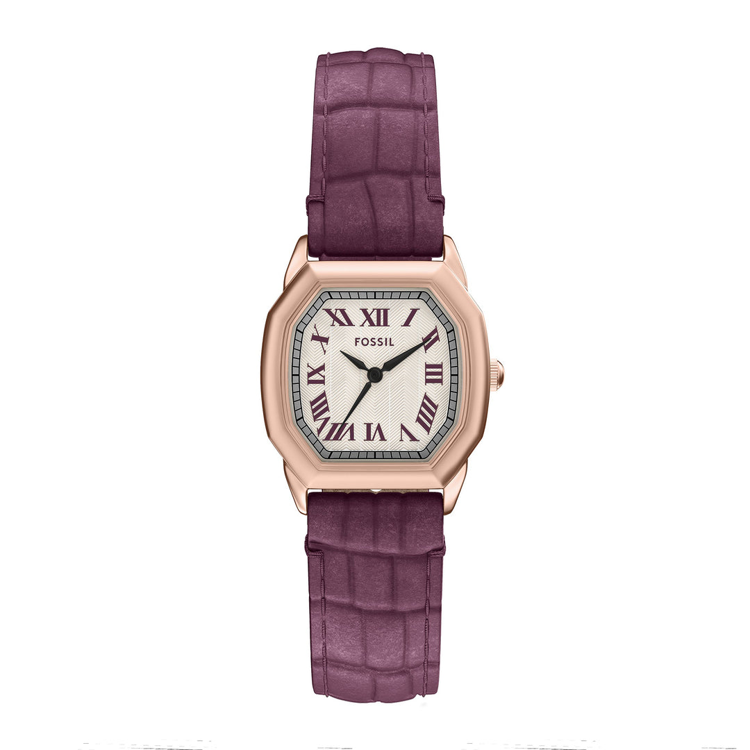 Fossil Women's Harlow Three-Hand Burgundy Croco Leather Watch