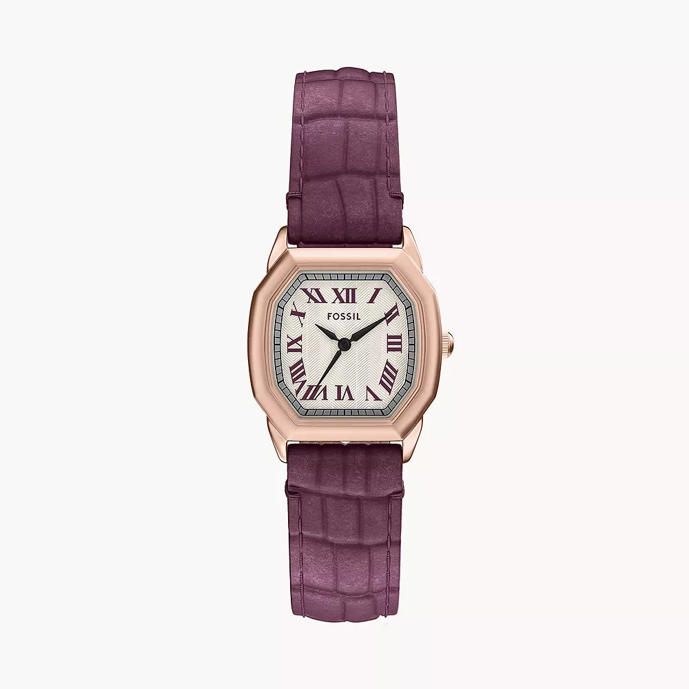 Fossil Women's Harlow Three-Hand Burgundy Croco Leather Watch