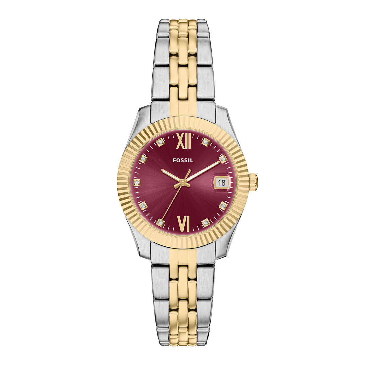 Fossil Women's Scarlette Three-Hand Date Two-Tone Stainless Steel Watch