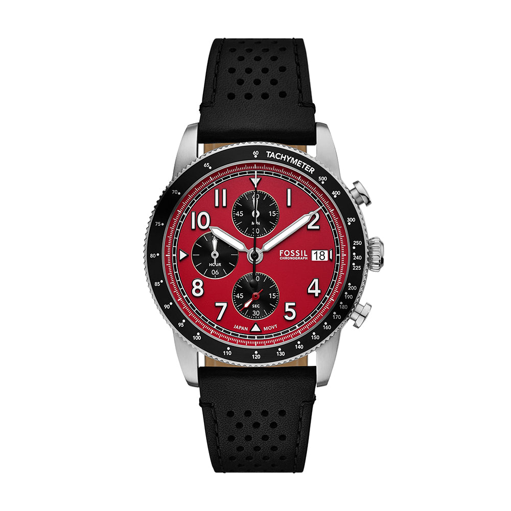 Fossil Sport Tourer Chronograph Black Leather Watch