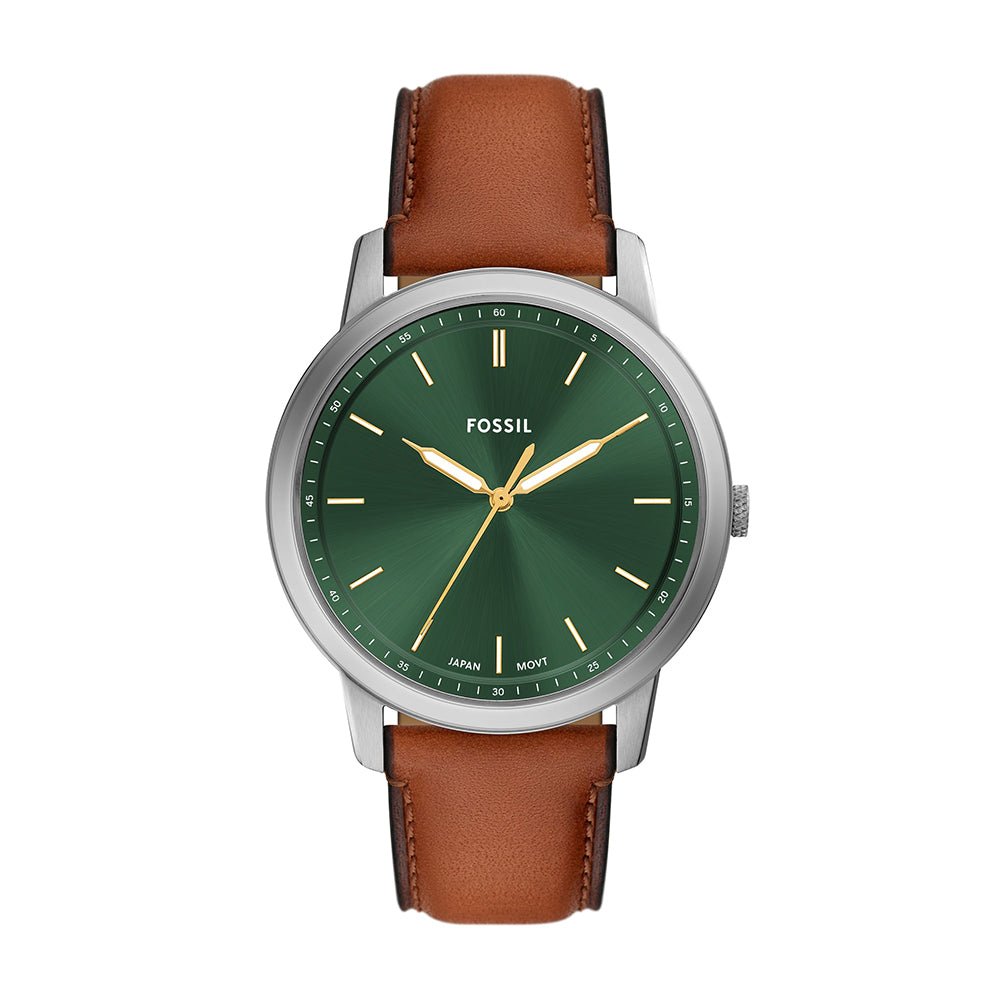 Fossil Minimalist Three-Hand Brown Leather Watch