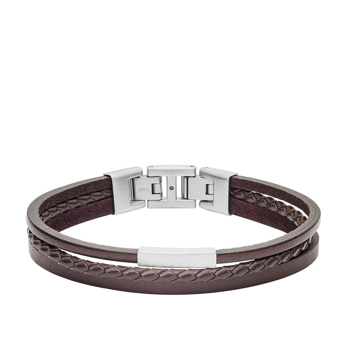 Fossil Men's Brown Multi-Strand Leather Bracelet