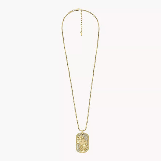 Disney Fossil Special Edition Gold-Tone Stainless Steel Tag Necklace