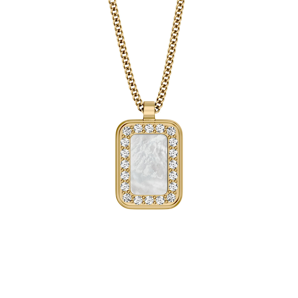 Fossil Women's Raquel Glitz White Mother-of-Pearl Pendant Necklace