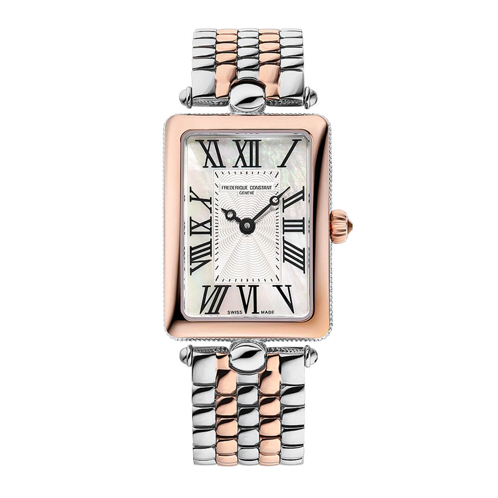 Frederique Constant Women's Watch Silver & Rose Gold Tone Case Silver Dial Quartz Watch