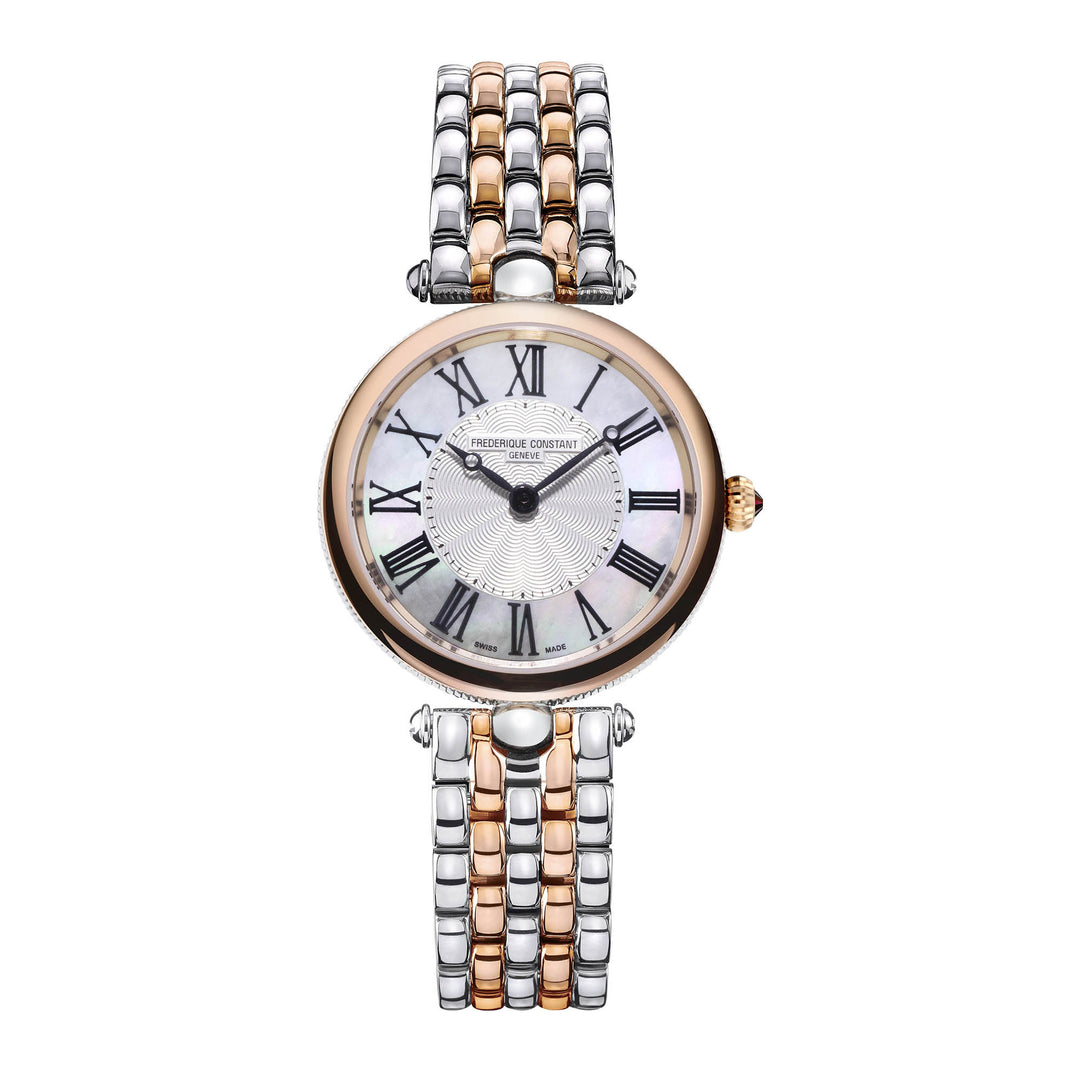 Frederique Constant Women's Watch Silver & Rose Gold Tone Case Silver Dial Quartz Watch