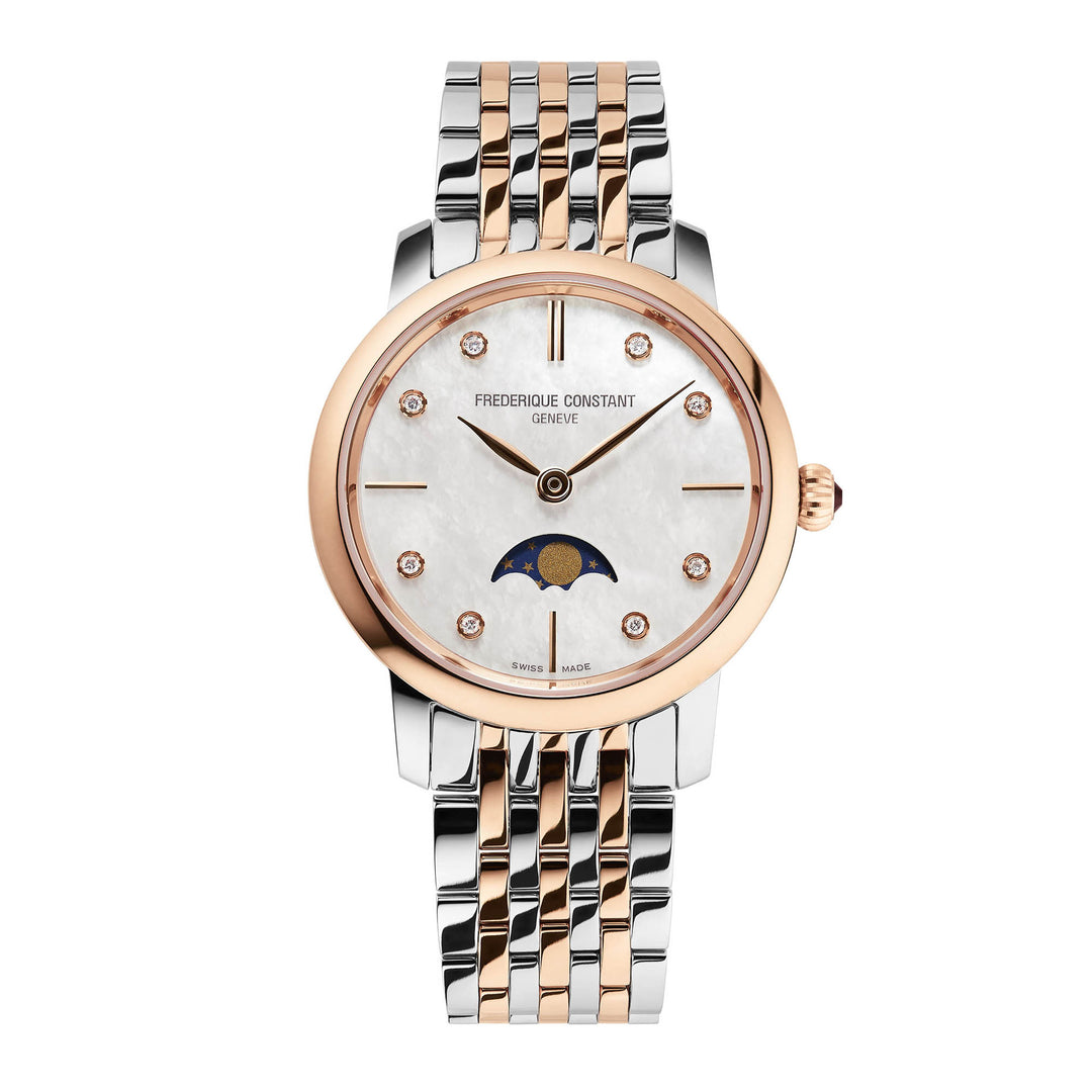 Frederique Constant Women's Watch Silver & Rose Gold Tone Case Silver Dial Quartz Watch