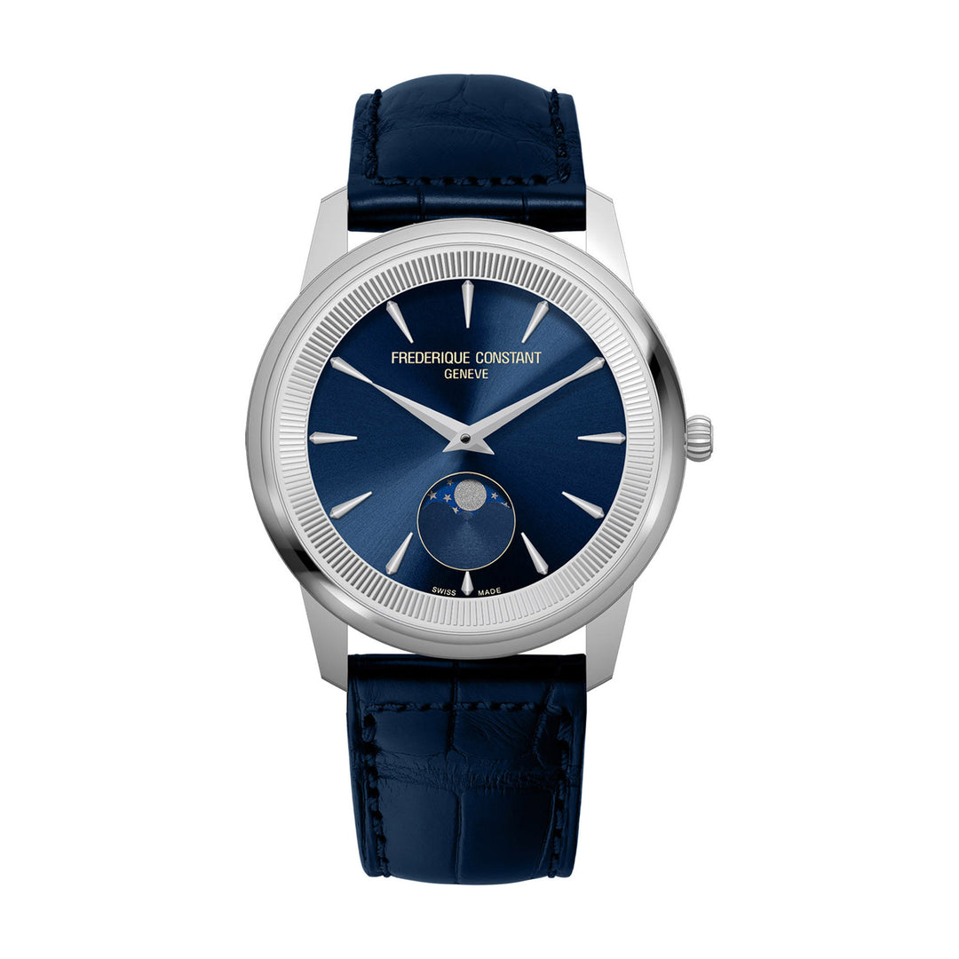 Frederique Constant Men's Silver Tone Case Blue Dial  Quartz Watch