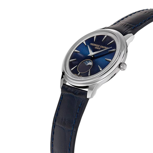 Frederique Constant Men's Silver Tone Case Blue Dial Quartz Watch