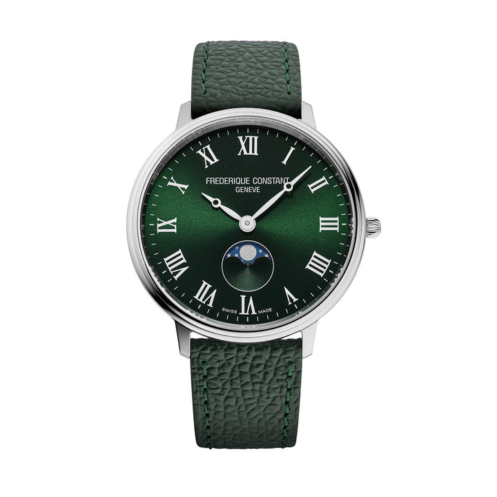 Frederique Constant Men's Silver Tone Case Green Dial Quartz Watch