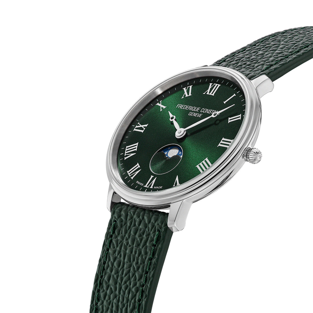 Frederique Constant Men's Silver Tone Case Green Dial Quartz Watch