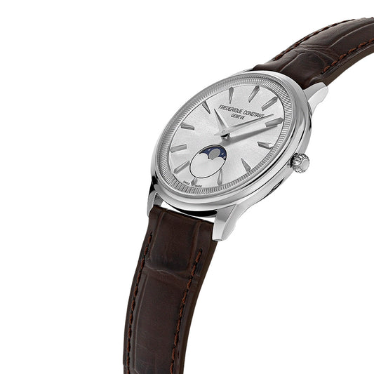 Frederique Constant Classics Moneta Moonphase Unisex Quartz Watch Silver Dial