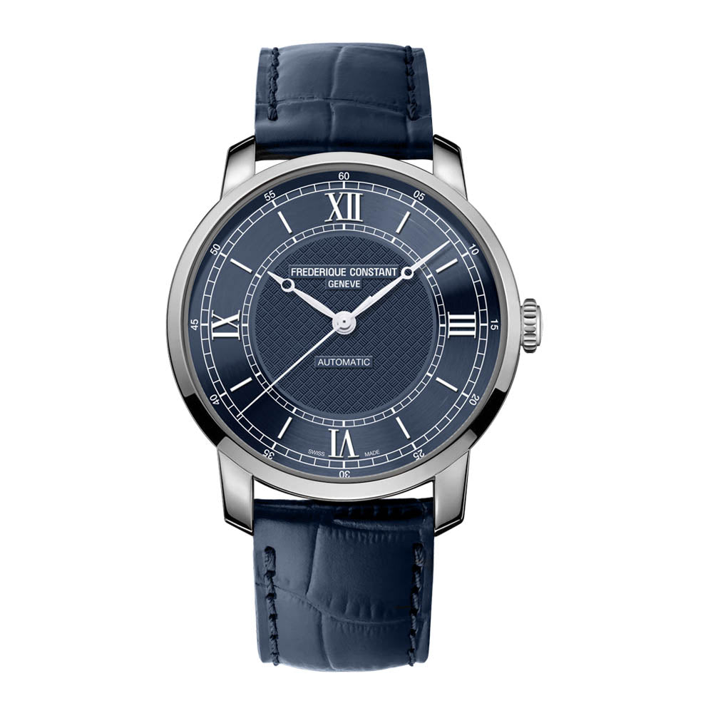 Frederique Constant Men's Watch Silver Tone Case Blue Dial Automatic Watch