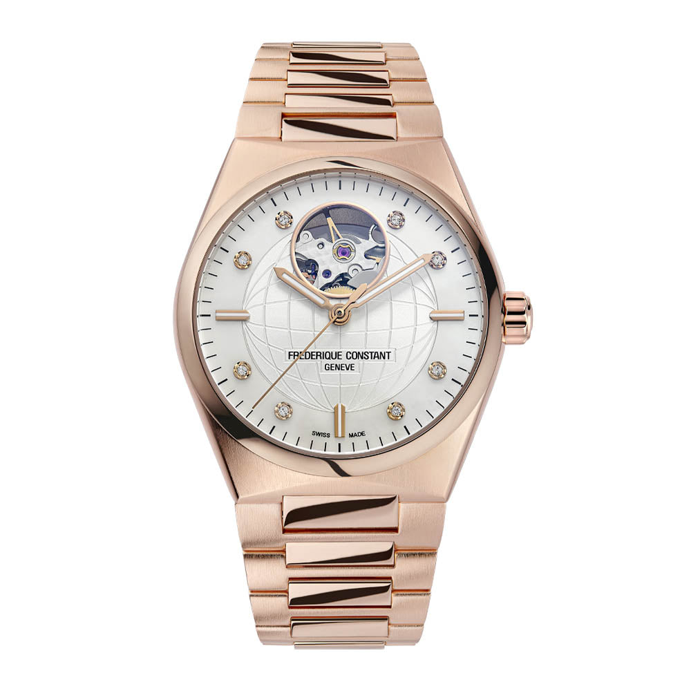 Frederique Constant Women's Watch Rose Gold Tone Case Silver Dial Automatic Watch