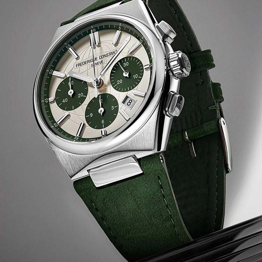 Frederique Constant Men's Silver Tone Case Green Dial  Automatic Watch