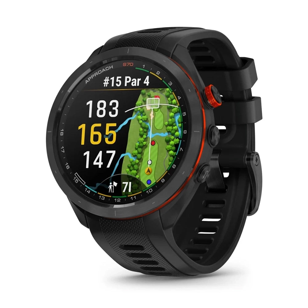 Garmin Approach S70 47 mm Black Ceramic Bezel With Black Silicone Band