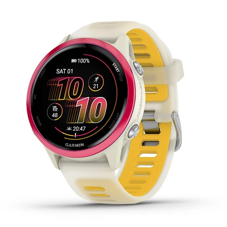 Garmin Forerunner 570 - Raspberry Aluminium With Translucent Bone Mango Band